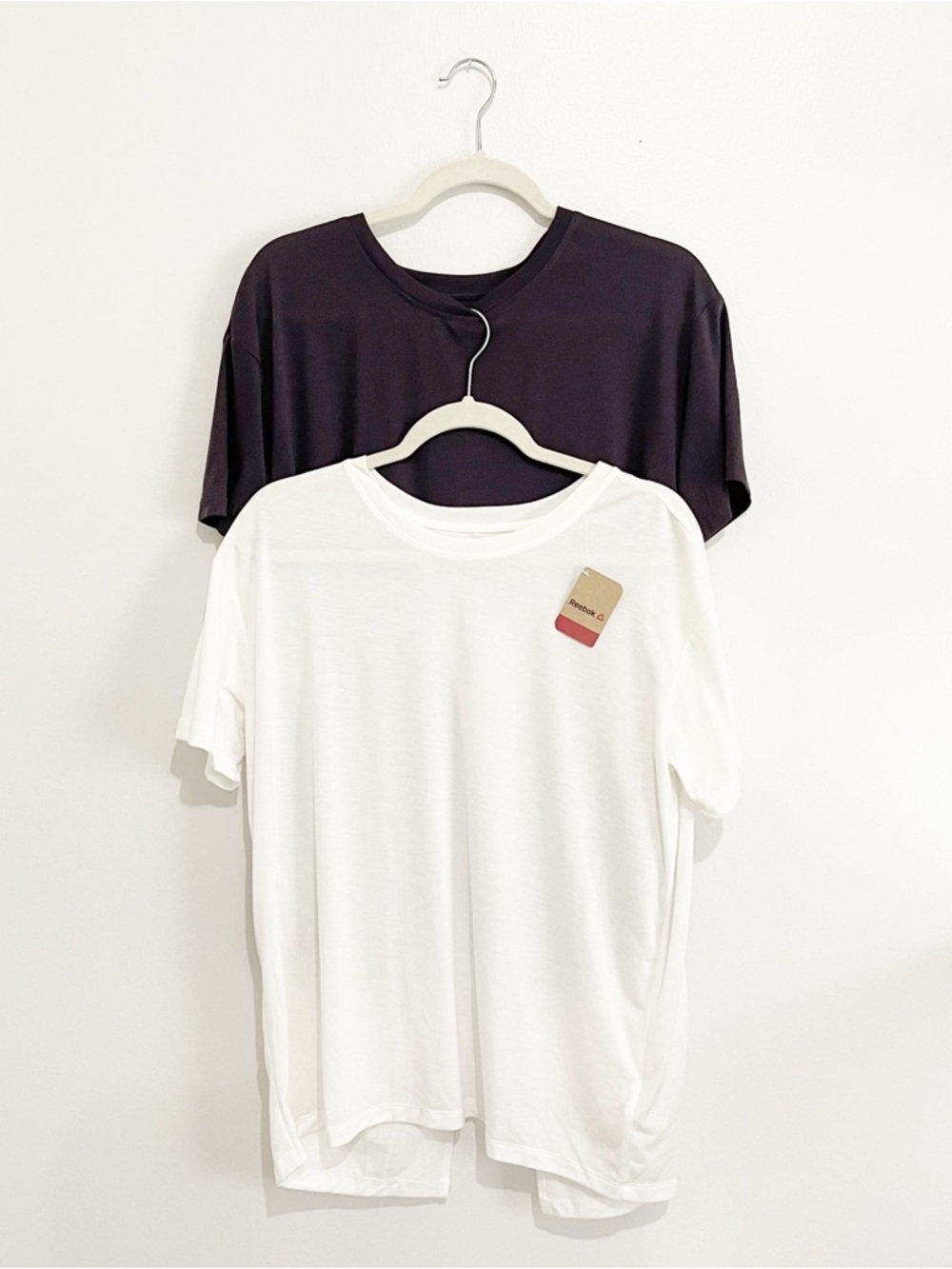 Reebok Bundle of 2 Split Back Tee Gray White Workout Speedwick T-shirt Women's L